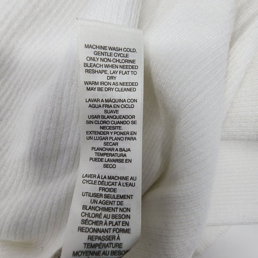 White House Black Market Gold Button Detail Mock Neck Ribbed Womens Size Large - Picture 5 of 10